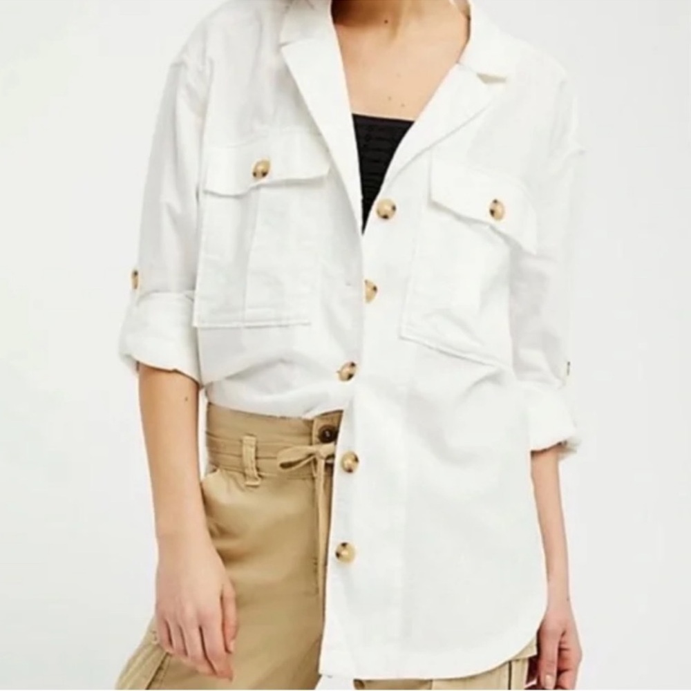 Free People Sunshine in my Pocket Button Down Shirt linen